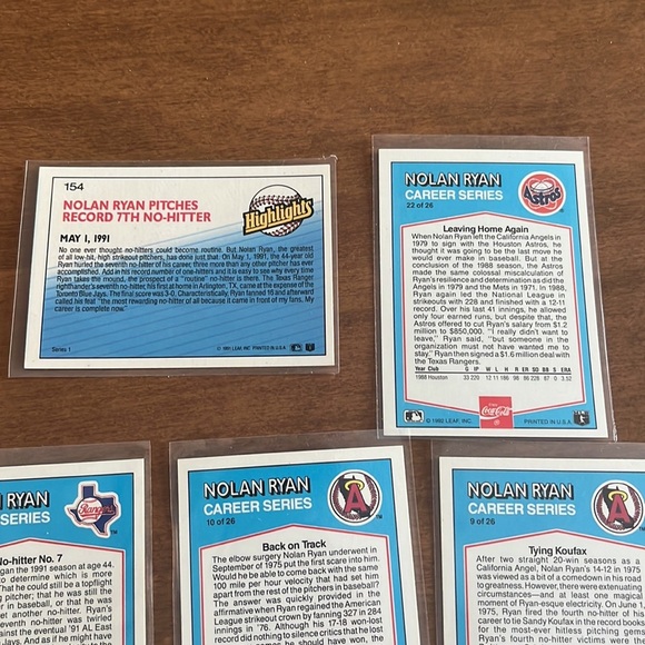 Donruss 1992 Nolan Ryan Lot Baseball MLB 8 cards Coca Cola Highlights - Picture 6 of 10